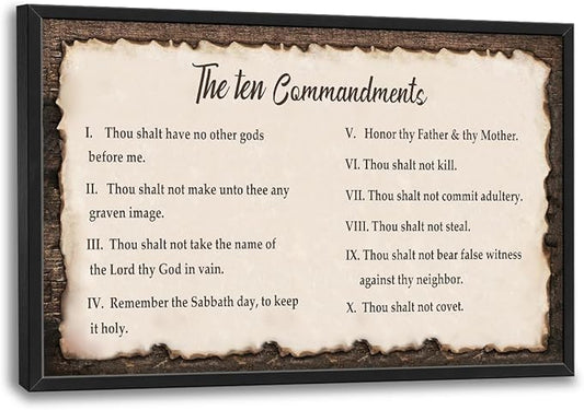 Lovira 10 Commandments Large Wall Art Ten Commandments Canvas Wall Decor Pictures Prints Painting Framed Artwork for Living Room Bedroom Bathroom Office 24"x36"