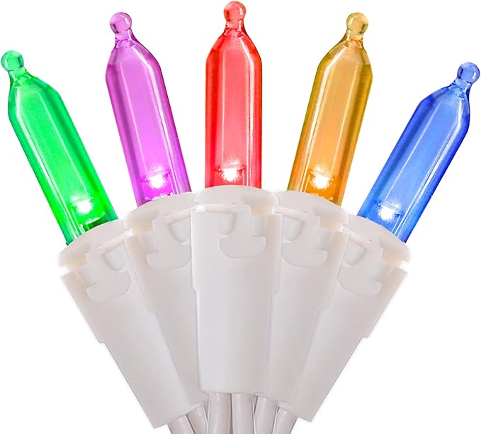 Multicolor LED Christmas Lights - 2 Pack 100 Count Multi-Colored Christmas String Lights for Tree, Party, Wedding, Holiday, Indoor/Outdoor Decor, 2 Sets 33 Feet White Wire, UL Certified, Connectable