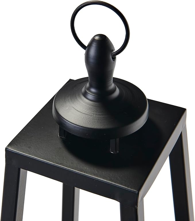 LampLust Black Lanterns Decorative Outdoor Lantern, 13 Inch Black, Battery Powered, Metal with No Glass, Indoor Outdoor Lanterns for Patio Waterproof, Spring Front Porch Floor Patio Home Decor