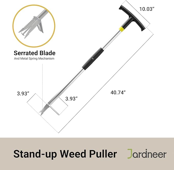 Jardineer Weeder Puller Tool Stand Up, 41 inch Long Handle Weed Tool Remover, Easy-Eject Handle for Easily Weeding for Gardening