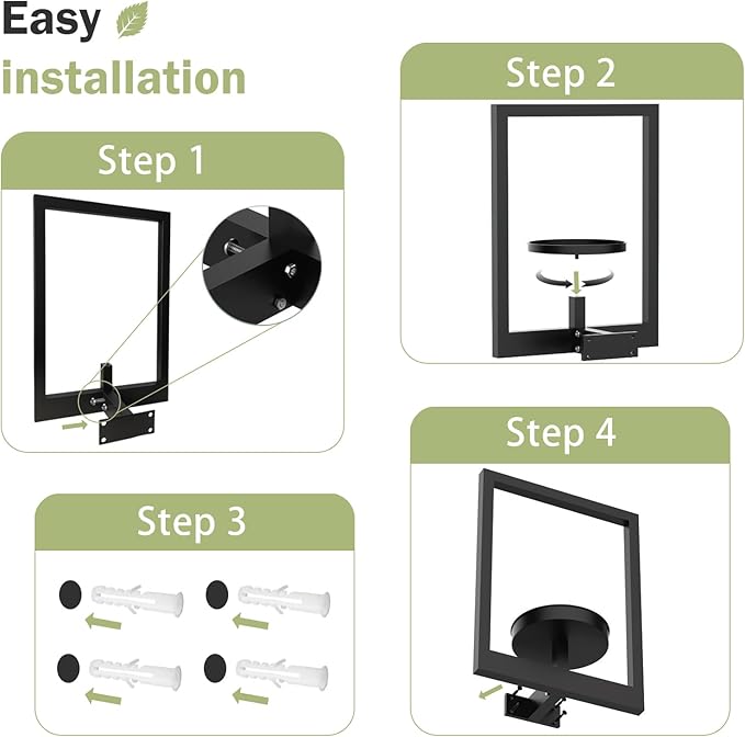 Picture Frame Plant Holder, Window Planter Hanger Shelves,Wall Mount Plants shelf Indoor Outdoor, Metal Hanging Planters Stand Decor,Modern Floating Ornament Rack Art for Home & Garden (Black 3pc)