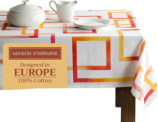 Maison d' Hermine Table Cloth Rectangle Table 100% Cotton 54 x 72 Inches Tablecloth Reusable Decorative for Dining Room, Farmhouse, Home, Party, Festive & Wedding Spring Summer - Summer Maze