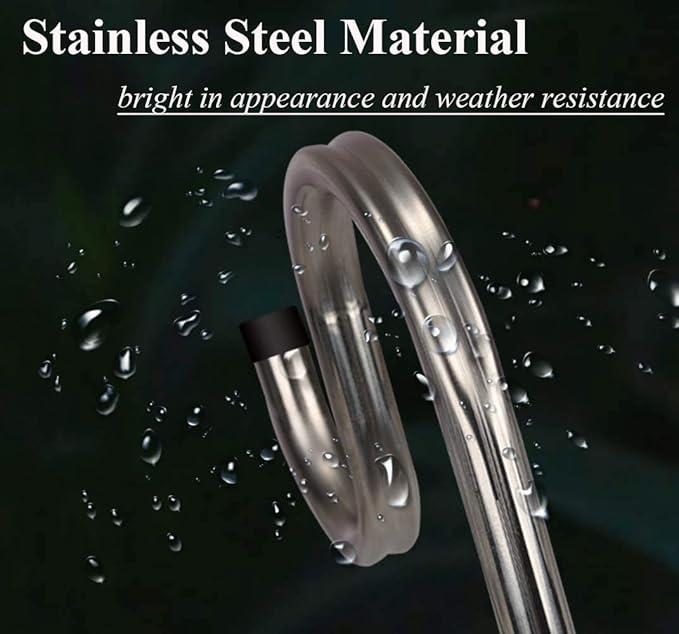 Shepherds Hook for Outdoor, 62 Inch Tall & 5/8 Inch Diameter Stainless Steel Heavy Duty Poles to Hang Outdoor Lights with 5 Prongs Base, Suitable for Bird Feeders or Wedding Decors(1pack)