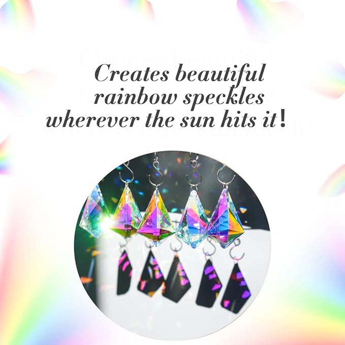 50mm Sun Catchers with Crystals, 10 Pcs Hanging Crystals Suncatchers for Windows, Colored Horns Crystals Prisms,Glass Pendant Suncatchers for Chandeliers, Garden, Christmas Tree Decor