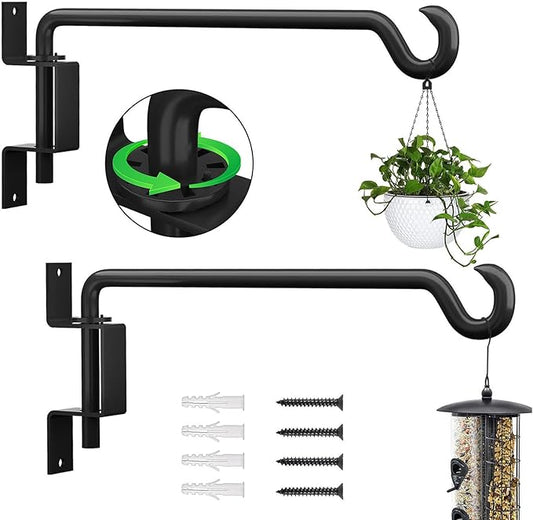 10 Inch Hanging Plant Holder, Wall Plant Hanger, Plant Hangers Outdoor, Swivel Plant Hanger, for Outdoor Hanging Bird Feeders, Wind Chimes, Plant Baskets, Black