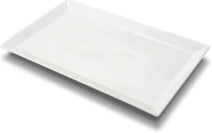 MIECOO Large Serving Platter, 18.5" x 11.5" White Serving Tray, Rectangular Porcelain Plate for Party, Wedding, Birthday, Entertaining, Food, Appetizer, Fruit, Sushi, Dessert