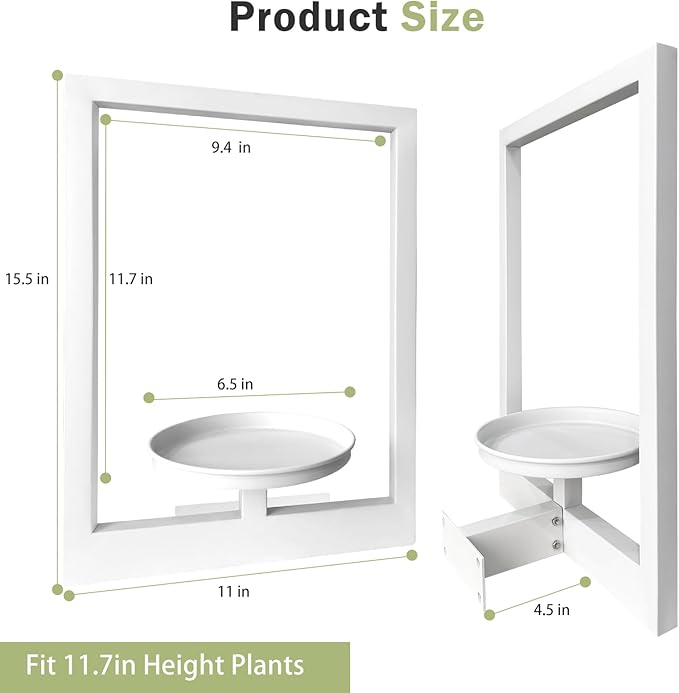 Picture Frame Plant Holder, Wall Mount Plants shelf Indoor Outdoor, Metal Hanging Planters Stand Decor, Window Planter Hanger Shelves, Modern Floating Ornament Rack Art for Home & Garden(White 3pc)