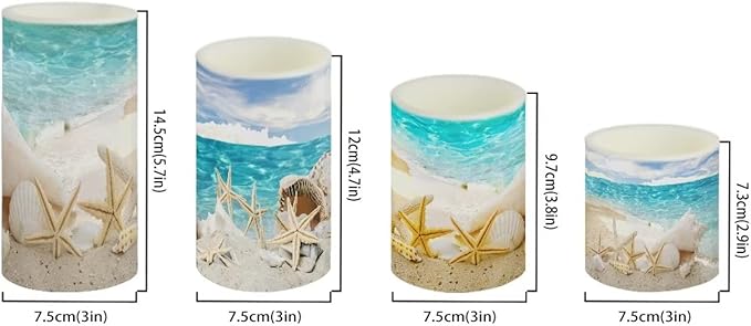 Flameless Candles Battery Powered with Multicolor Timer Remote Control Everlasting Fake Candles for Party Garden Indoor Outdoor Coastal Decor, Beach Coastal Multi