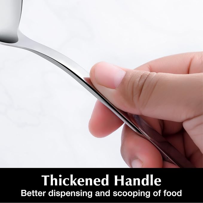 KINGSTONE Large Hostess Serving Utensils Set, 18/10 Stainless Steel Heavy Duty 10-inch Serving Utensils, Slotted Spoons, Forks, Tongs, Cake Pie Server for Buffet, Wedding, Party