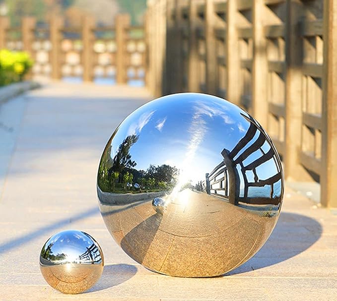 Nerien Gazing Ball, 2 Inch Stainless Steel Garden Mirror Globe, Polished Ornament Sphere, Hollow Floating Reflective Hemisphere, for Home Outdoor Pond Housewarming Swimming Decoration, Silver, 5pcs