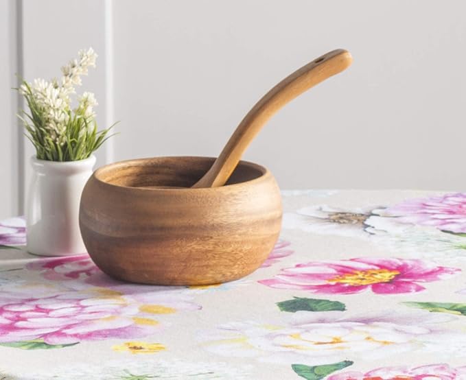 Maison d' Hermine Table Cloth Round Table 100% Cotton 63 Inches Tablecloth Reusable Decorative Everyday Use for Dining Room, Farmhouse, Home, Party, Festive & Wedding Spring Summer - Pivoine