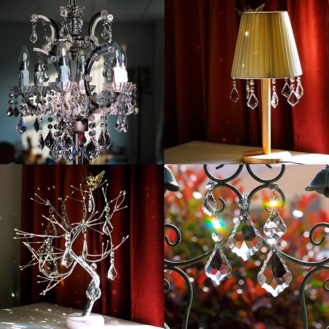 12pcs Crystal Chandelier Maple Leaf Prism Pendant Parts, 76mm Hanging Crystals Beads for Chandelier Wedding Decoration Clear