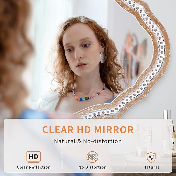 24 x 35 Inches Wooden Farmhouse Oval Mirror for Wall Decor, Living Room, Bedroom, Bathroom Rustic Decorative Mirror for Entryway - Vertical or Horizontal Hanging