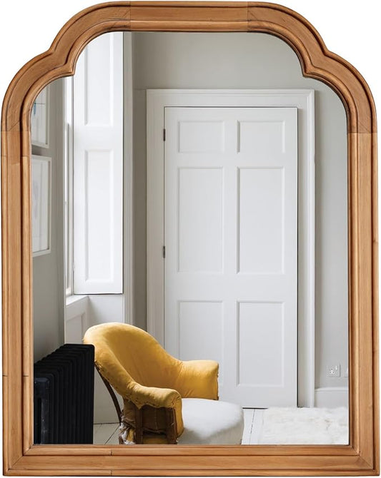HOMECOOKIN Wood Frame Farmhouse Wall Mirror, 16" x 20" Wood Rustic Bathroom Mirror for Wall Decor Bedroom or Living Room Home Decor, Natural