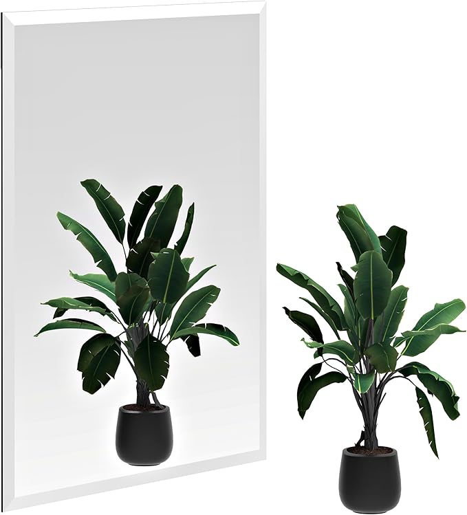 Rectangle Bevelled Frameless Mirror - Wall Mirror 30” x 40”, Shatterproof Modern Bathroom Mirror for Gym, Bathroom Vanity, Entryways with Bevelled Edge, Horizontally or Vertically