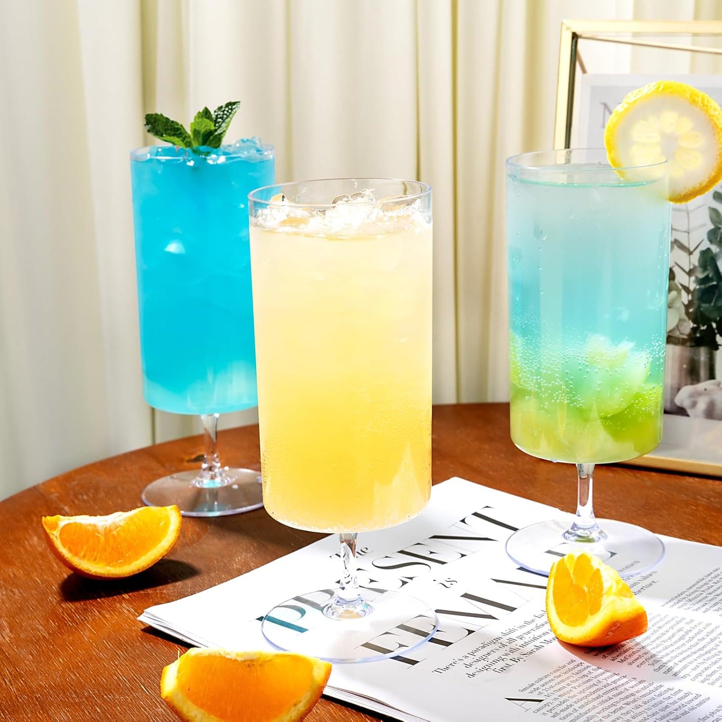 Ciaell 12 Pack Clear Plastic Wine Goblets - 14 Oz Plastic Wine Glasses with Short Stem - Disposable Water Drinking Cups for Juice, Cocktail, Wine, Party