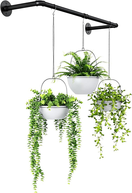 Bamworld Hanging Planters for Indoor Plants Plant Hanger Indoor Hanging Plant Holder Window Plant Shelves Metal Rod(Pot&Plant Not Included) 36.2in