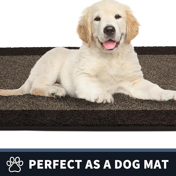 PURRUGS Dirt Trapping Door Mat 24" x 60", Non-Slip/Skid Machine Washable Entryway Rug, Shoes Scraper, Throw Rug, Super Absorbent Area Rug for Muddy Wet Shoes and Paws, Grayish Brown & Coffee