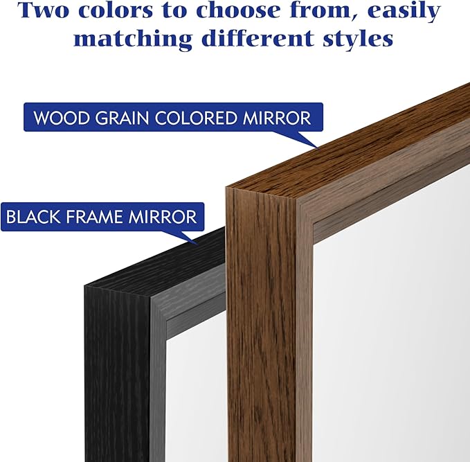 Bathroom Vanity Mirror 48x36 Inch, Matte Black Rectangle Bathroom Mirror, Anti-Rust, 4MM Tempered Glass, Wall-Mounted Mirror, Hangs Horizontally or Vertically for Bathroom & Bedroom
