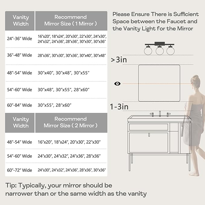 Wall Mount Mirror for Bathroom, Brushed Black Metal Framed Rounded Corner Rectangular Vanity Mirror (18" x 24", Black)