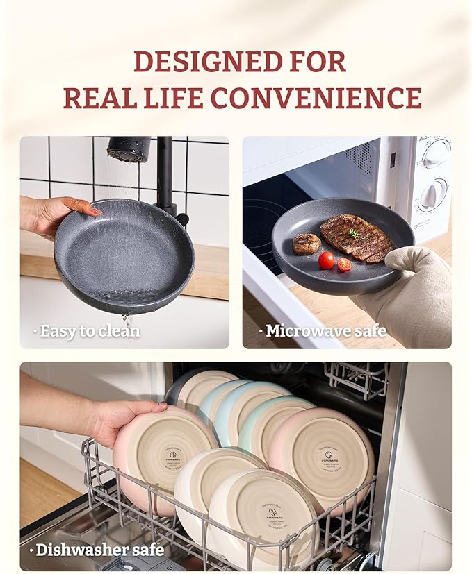 famiware Milkyway 33 oz Bowl Set, Pasta Bowls Set of 6, Salad Bowls Perfect for Your Friend for Housewarming, Thanksgiving, Christmas, Matte Dark Charcoal