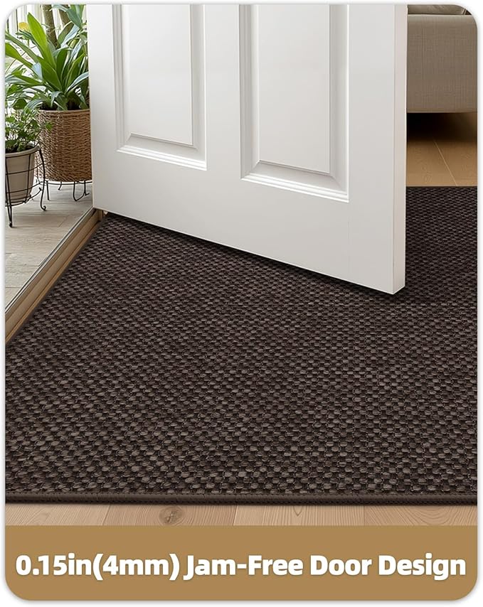 Color&Geometry Front Door Mat Indoor 26"x47",Rugs for Entryway, Non Slip Washable Low-Profile Inside, Entry Mat Entry Rug Door Mat Indoor Entrance, Brown (Rolled-up NO Creases)