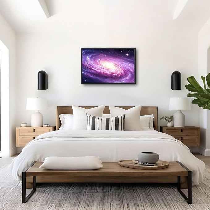 Lovira Outer Space Galaxy Large Wall Art Rustic Universe Starry Sky Canvas Wall Decor Pictures Prints Painting Framed Artwork for Living Room Bedroom Bathroom Kitchen Office 24"x36"