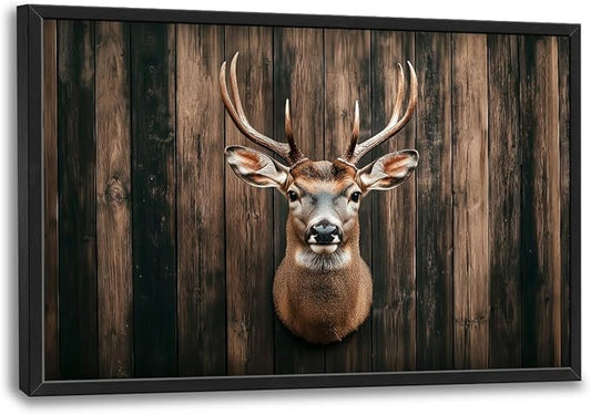 Lovira Deer Head Elk Large Wall Art Farmhouse Hunting Canvas Wall Decor Cabin Pictures Prints Painting Framed Artwork for Living Room Bedroom Bathroom Kitchen Office 24"x36"