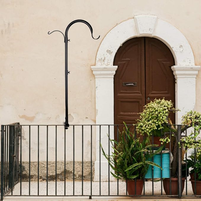 WOSIBO 2 Pack Three Span Deck Hook, 37 Inches Deck Bird Feeder Pole, Hanging Baskets Porch Multi-Hook for Deck Kit with Three Branches for Plant Hangers, Lanterns, Wind Chimes and More