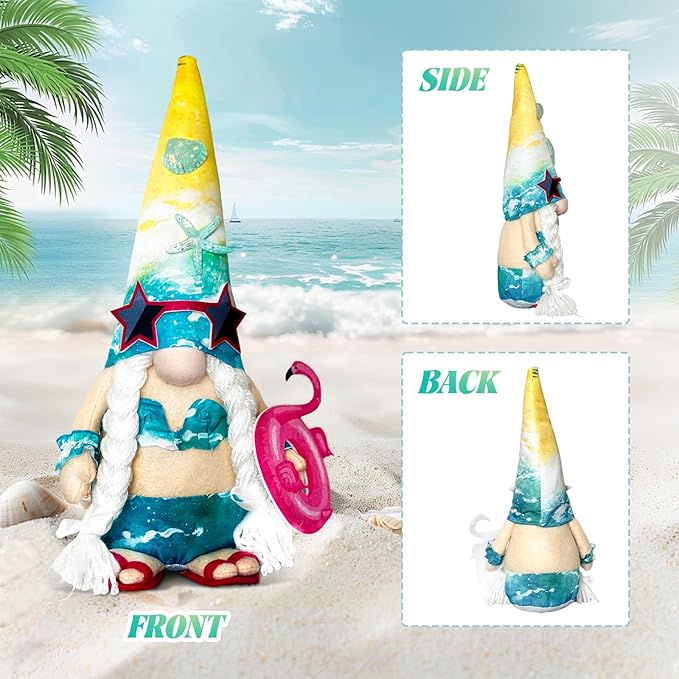 Summer Decorations for Office - Cute Summer Time Decorations for Home - Hawaiian Bikini Gnomes Plush Doll - Beach Theme Decor Indoor, Table, Desk