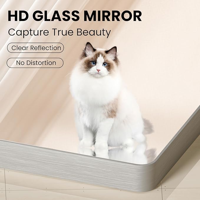 Brushed Nickel Bathroom Mirror, 30x36 Inch Thick Silver Metal Rectangle Frame Wall Mirror, Modern Round Corner Bathroom Vanity Mirror for Over Sink, Bedroom, Living Room, Entryway