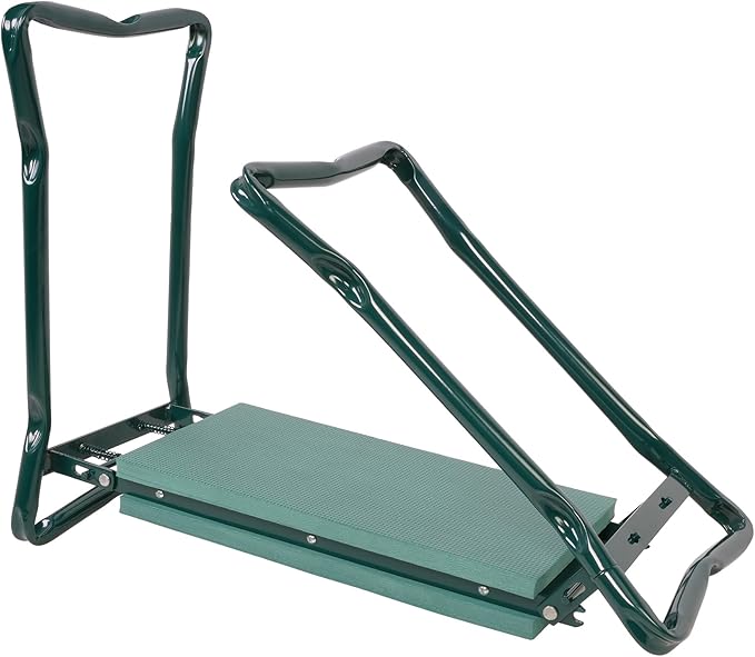 Garden Kneeler Seat Heavy Duty Gardening Bench Stool with 2 Tool Poch Bags, Widen EVA Soft Foam Pad for Kneeling and Seating, Lightweight Frame