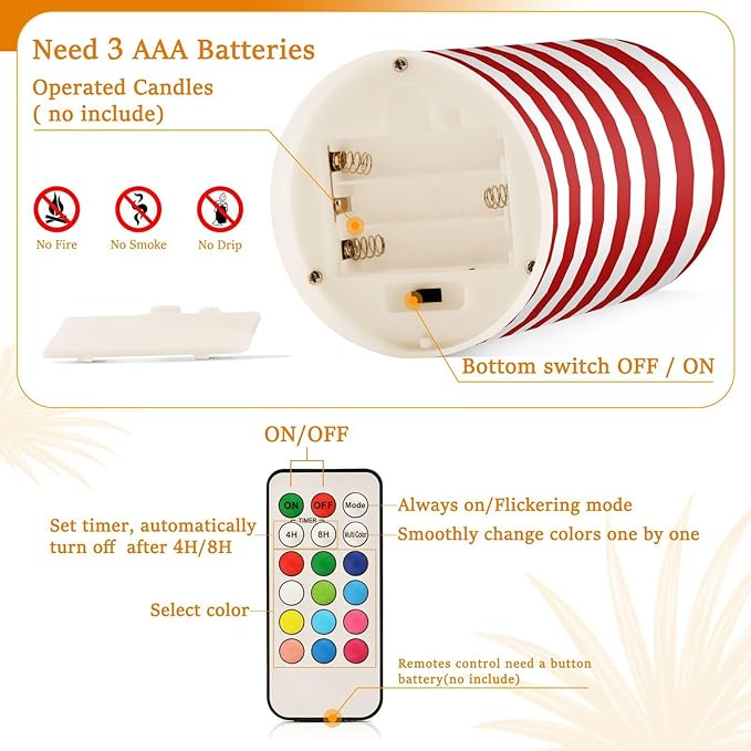 ALAZA US American Flag Independence Day 4th of July Flickering Flameless Candles Battery Operated with Remote Timer,Tea Light Candles LED Pillar Votive Candles Set of 2 for Outdoor Indoor Decorations
