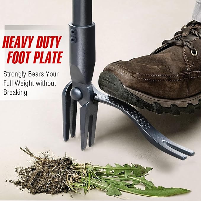 Jardineer Weeder Puller Tool with Long Handle, 45" Stand Up Weed Remover Tool, Weeding Tools Gardening Heavy Duty with 4 Claw Steel Head