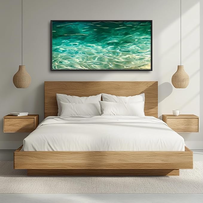 Lovira Green Water Wave Large Wall Art Spring Nature Landscape Scenery Canvas Wall Decor Pictures Prints Painting Framed Artwork Home Decorations for Living Room Bedroom Bathroom Office 30"x60"