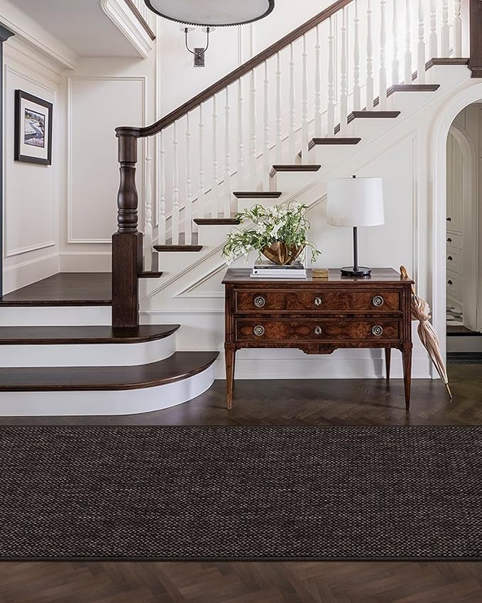 Color&Geometry Door Mat 3'x8' Runner Rug with Rubber Backing, Non Slip Washable Hallway Rug, Carpet Runners for Hallway Living Room Bedroom, Brown (Rolled-up NO Creases)