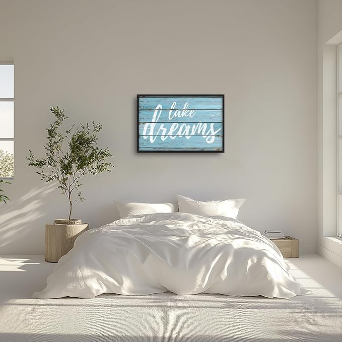 Lovira Lake Dreams Signs Large Wall Art Lakehouse Canvas Wall Decor Pictures Prints Painting Framed Artwork for Living Room Bedroom Bathroom Kitchen Office 24"x36"