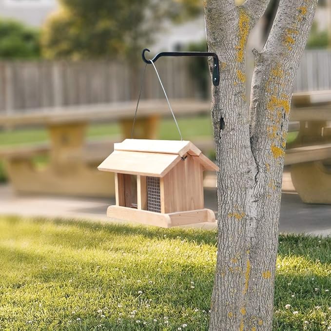 Worth Garden 6-Pack 7" Plant Hanger Bracket - Forged Wrought Iron Powder-Coated Heavy Duty Wall Hook - Black Plant Hanging Hooks - Durable and Stable for Bird Feeders, Planters Indoor & Outdoor