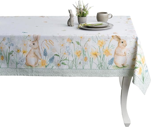 Maison d' Hermine Table Cloth Rectangle Table 100% Cotton 70 x 108 Inches Tablecloth Reusable Decorative for Dining Room, Farmhouse, Home, Party, Festive & Wedding Spring Summer - Easter Dew
