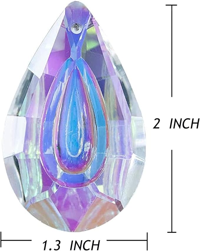 HDCRYSTALGIFTS Suncatcher Crystal 50mm AB Loquat Shape Chandelier Parts Drops Prisms Hanging Pendants 50mm,Pack of 12