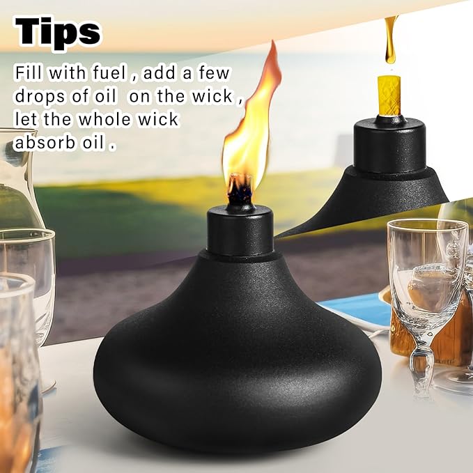 8 Pack Metal Table Top Torches, 24.5oz Citronella Torches for Outside, Refillable Flame Light Torch, Decorative Tabletop Lantern for Yard, Patio, Deck, Garden, Party, Landscape