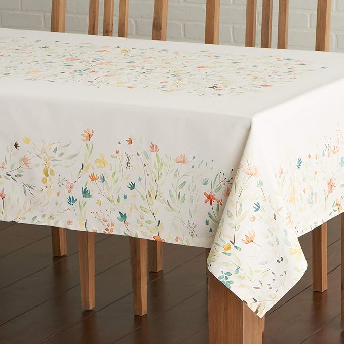 Maison d' Hermine Table Cloth Rectangle Table 100% Cotton 70 x 120 Inches Tablecloth Reusable Decorative Everyday Use for Dining Room, Farmhouse, Home, Party, Festive & Wedding Spring Summer - Colmar