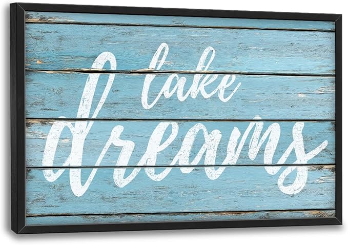 Lovira Lake Dreams Signs Large Wall Art Lakehouse Canvas Wall Decor Pictures Prints Painting Framed Artwork for Living Room Bedroom Bathroom Kitchen Office 24"x36"