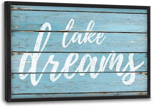 Lovira Lake Dreams Signs Large Wall Art Lakehouse Canvas Wall Decor Pictures Prints Painting Framed Artwork for Living Room Bedroom Bathroom Kitchen Office 24"x36"