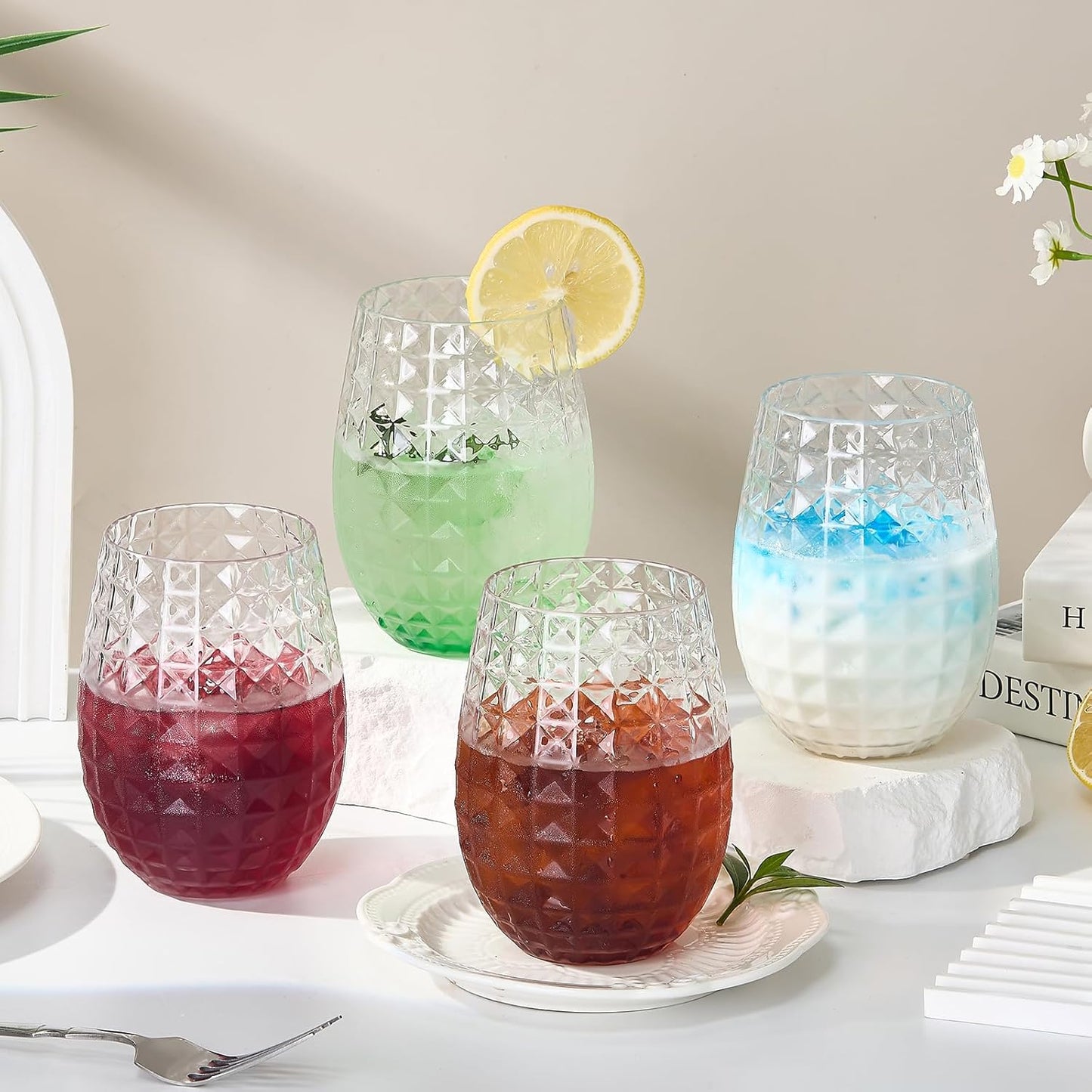 20 Pack Plastic Wine Glasses, 16Oz Disposable Wine Glasses Unbreakable Clear Plastic Cocktail Glasses Recyclable Shatterproof Reusable Wine Cups (16oz-20pack)