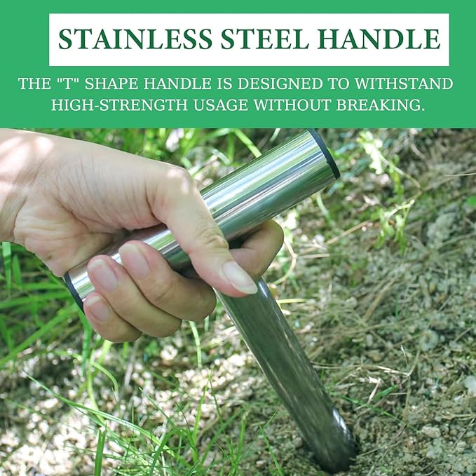 Hand Dibber, 10 Inch Stainless Seed Dibber, Hole Digger for Plant Labels Self Watering Stakes, Garden Planter Tools for Planting, Transplanting Plants, Digging