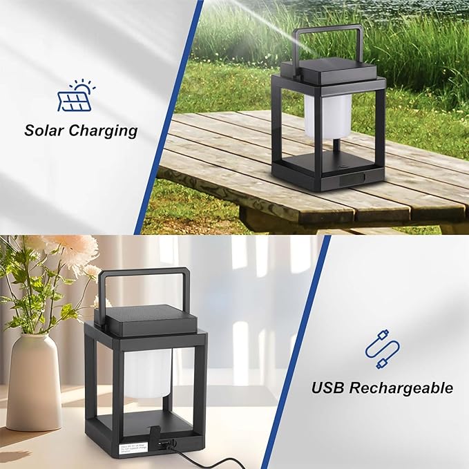 Solar Lantern Outdoor Table Lamp: Portable Hanging LED Lights - Waterproof Decorative Lights for Patio Camping