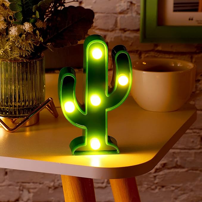 Kathfly 12 Pieces Western Party Decor Cactus Light Centerpieces Mexican Fiesta Party Decorations Night LED Tabletop Lamp Cactus Cute Mini Light for Bedroom Garden Home Cinco De Mayo Gift