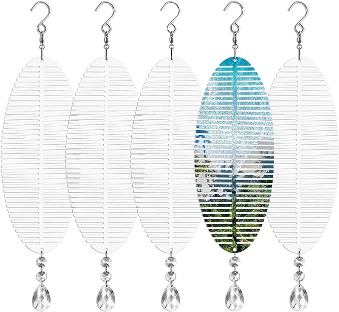 Sublimation Wind Spinner Blanks 8 Inch 5 Pack Wind Spinners Sublimation Blanks with Crystal Pendant Aluminum Metal Wind Spinners for Yard Garden Indoor Outdoor Window Porch Decoration（Fishbone