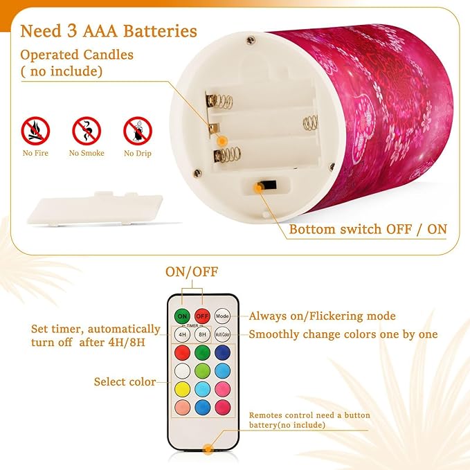 ALAZA Valentines Day Hot Pink Heart Flickering Flameless Candles Battery Operated with Remote Timer,Tea Light Candles LED Pillar Votive Candles Set of 2 for Outdoor Indoor Decorations